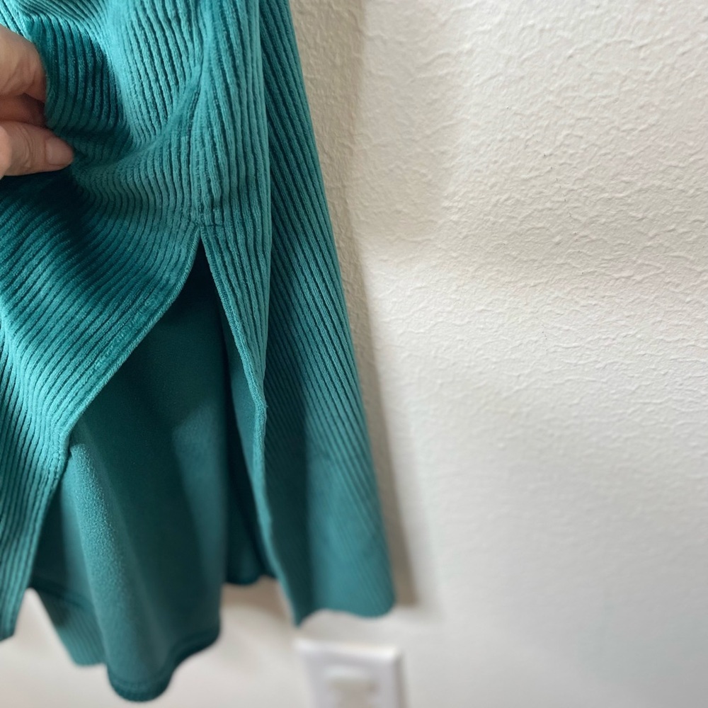 ModCloth Corduroy‎ Ribbed Green Bodycon Midi Dress Mock Neck Women's Size 2X - Picture 3 of 7